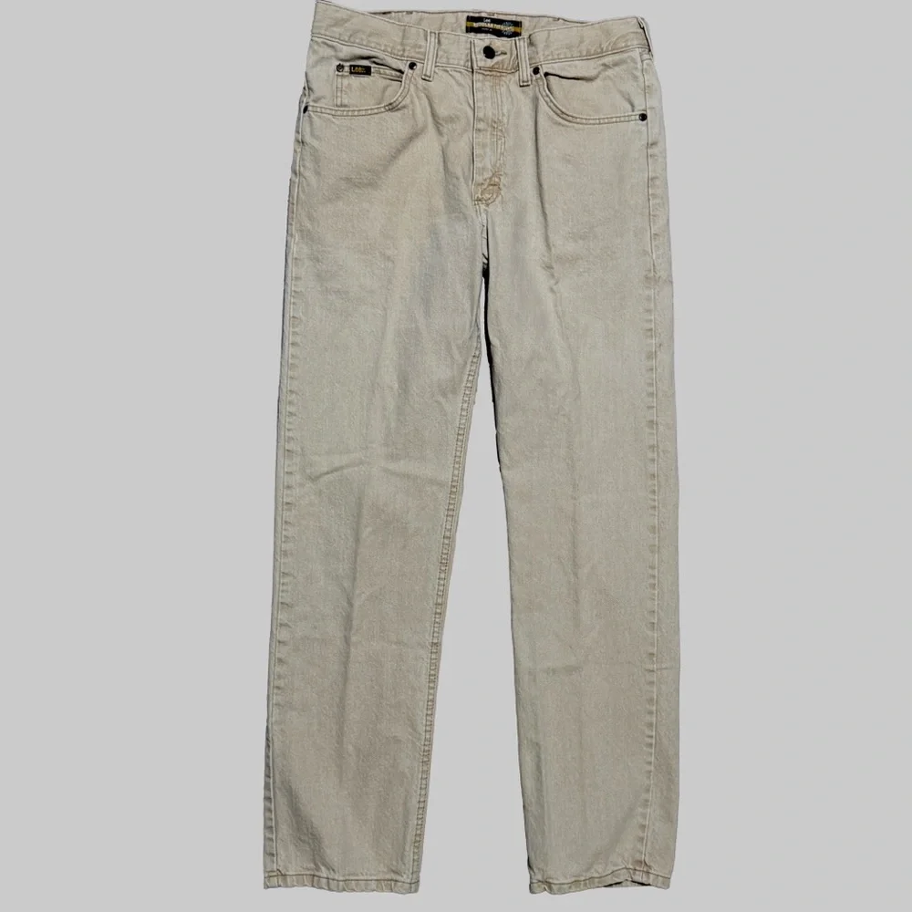 LEE Regular Fit Straight Leg Dune (Tan / Sand) Wash Denim Jeans Size 34 x 34